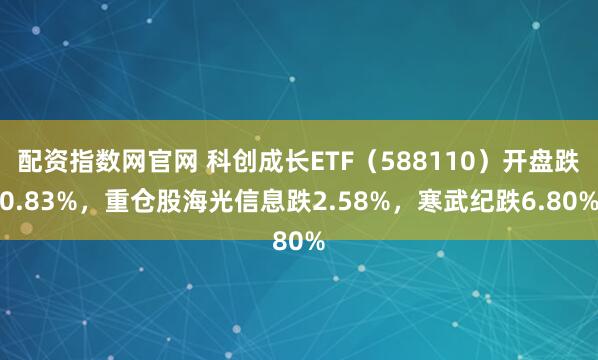 配资指数网官网 科创成长ETF（588110）开盘跌0.83%，重仓股海光信息跌2.58%，寒武纪跌6.80%